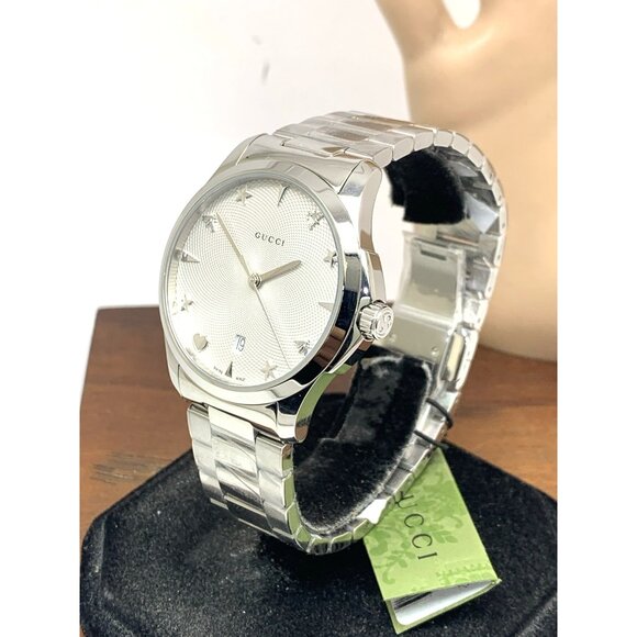 Gucci Women's Watch YA1264028 G-Timeless Swiss Quartz Silver Dial Steel 38mm - Picture 2 of 14